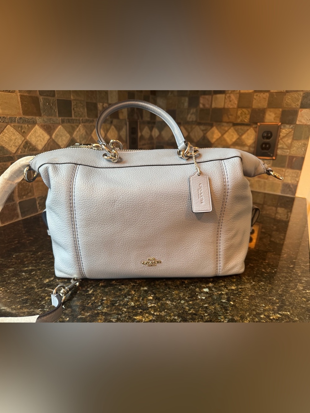 Coach Pebbled Leather Purse in Cream